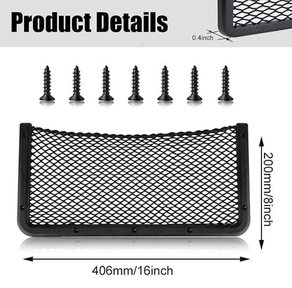 ABS Plastic Frame Automotive Cargo Nets Car Net Pocket Phone Car Mesh Net Holder RV Storage Boat Cargo Pocket Organizer Framed Mesh Net Pocket with Screws for Auto RV Net(4, 16 x 8 Inch)