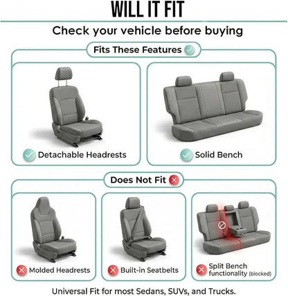 FH Group Bright Flat Cloth Full Set Automotive Seat Covers Front Set and Rear Solid Bench Green Black Seat Covers w. Gift Universal Fit Interior Accessories for Cars Trucks and SUVs