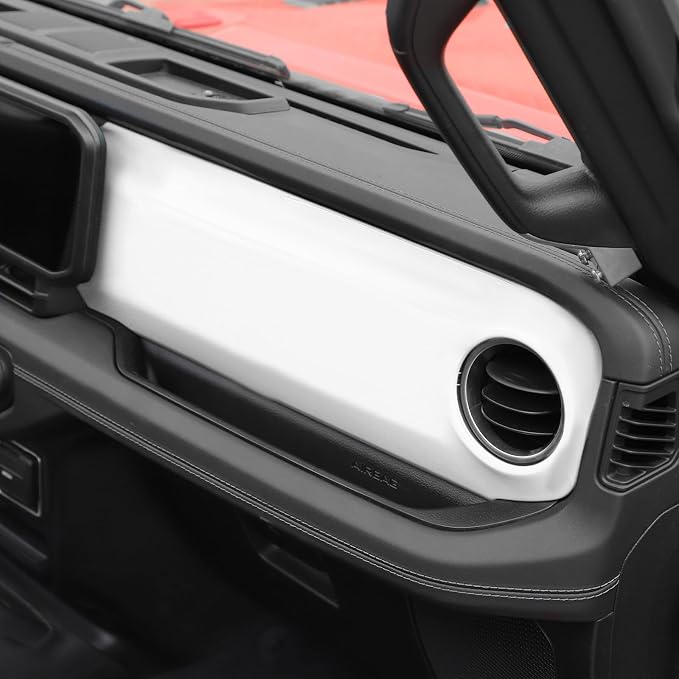 Center Console Dashboard Decorative Panel Trim Cover Kit Compatible with 2024-2026 Jeep Wrangler JL JLU & Jeep Gladiator JT(White)