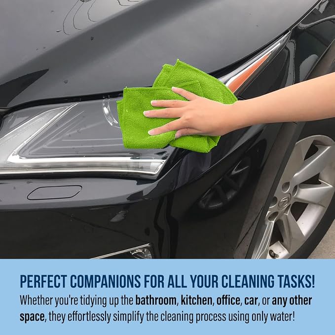 GREEN LIFESTYLE Microfiber Cleaning Cloth 11.5" x 11.5" 50 Pack - Edgeless Microfiber Towels for Cars, Cleaning Rags, Lint Free Car Microfiber Towel, Reusable Cleaning Cloths (Multicolor)