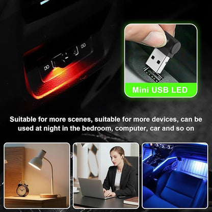 2 PCS Mini USB LED Light, 8 Colors RGB Car USB LED Interior Atmosphere Light, Adjustable Brightness Smart Laptop Keyboard Home Office Decoration Night Lamp, Car Accessories