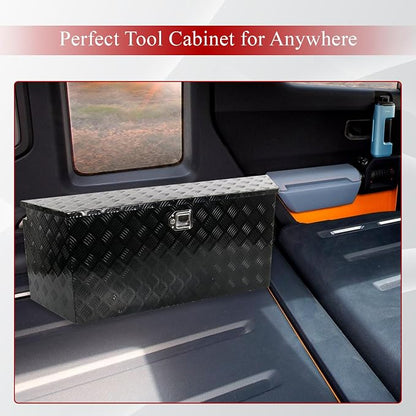 49''Inch Aluminum Trailer Tongue Tool Box Truck Bed Toolbox Truck Trailer Chest Box Underbody Storage Organizer Waterproof Square Storage Organizer w/Lock & Keys Black(‎49" Lx15 Wx18.5 H)