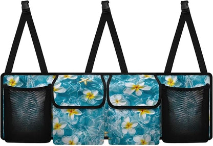 Tropical Florals Car Trunk Organizer Backseat Hanging Storage Bag with 4 Pockets & 3 Adjustable Straps Large Capacity Backseat Hanging Storage Accessories for Most Cars