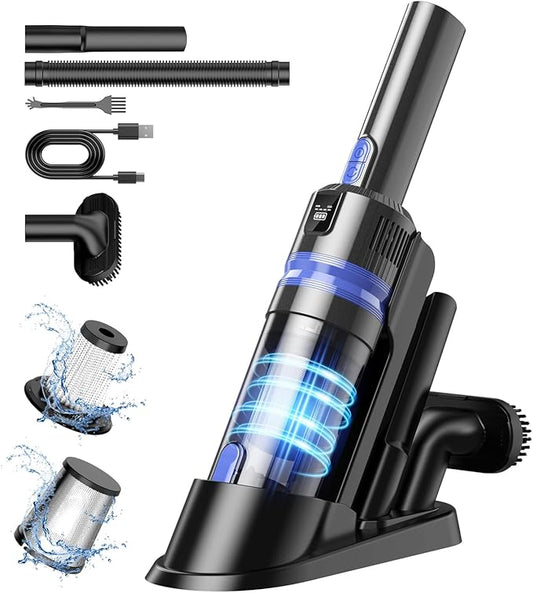 Handheld Vacuum Cordless Rechargeable 2-Speed Modes| 3-in-1 Portable Cordless Vacuum Cleaner with Charging Dock, for Car Home Office and Pet Hair（Blue）