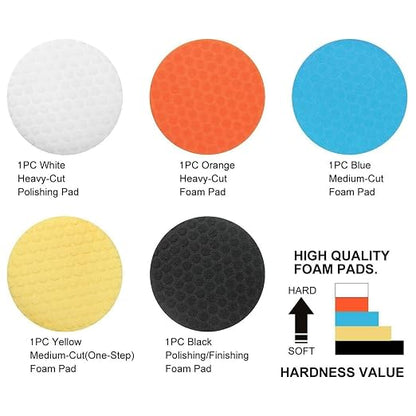 5PCS 7 Inch Buffing Pads Polishing Pads Kit 180mm Car Sponges Buffing Wheel for Car Buffer Polisher Detailing Repair Waxing Sanding (7" 5PCS)