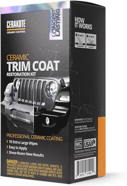 CERAKOTE® Ceramic Trim Coat Kit - Quick Plastic Trim Restorer - Ceramic Coating Guaranteed Restoration to Last Over 200 Washes – A Ceramic Coating, Not a Dressing | Quick Plastic Trim Restorer, Guaranteed Restoration Over 200 Washes, Ceramic Coating No...