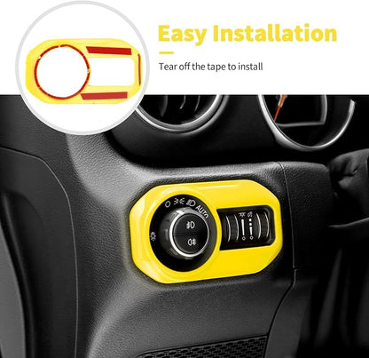21PCS Full Set Interior Trim Kit for 2018-2023 Jeep Wrangler JL JLU,Air Outlets Door Handle Bowl Roof Reading Light Cover Trim (Yellow)