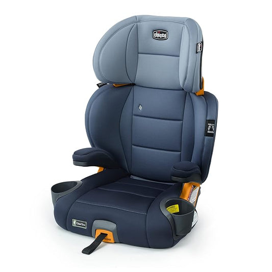 Chicco KidFit ClearTex Plus 2-in-1 Belt-Positioning Booster Car Seat, Backless and High Back Booster Seat, for Children Aged 4 Years and up and 40-100 lbs., Reef/Navy