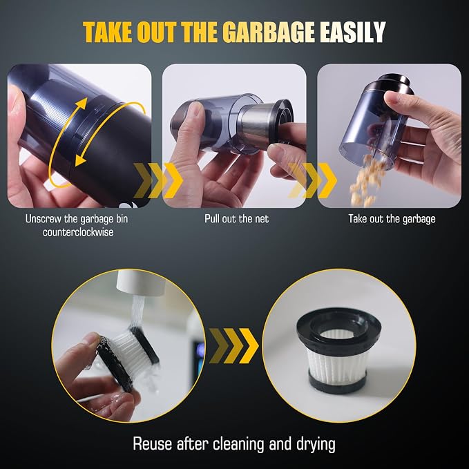 12000 Pa 4-in-1 Cordless Car Vacuum Cleaner Handheld Air Duster Pump & Blower with Brushless Motor | Portable Mini Vacuum for Car, Home & Office with Type-C Fast Charging