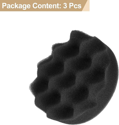 HARFINGTON 3pcs Buffing Sponge Pads 4" Polishing Wheel Waffle Finishing Grip Pad Car Buffer Polisher with Hook and Loop Back for Car Detailing Polishing Waxing, Black