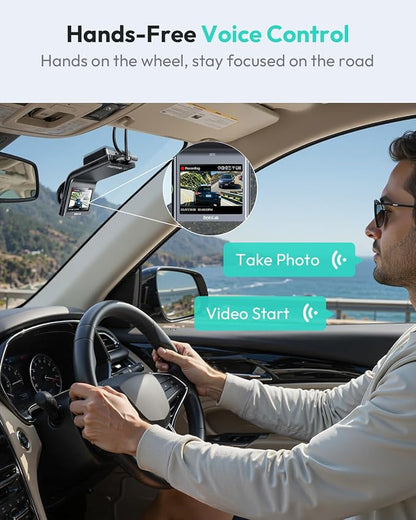 BOTSLAB G300 PLUS 4K DUAL Dash Cam Front and Rear [Updated Version], STARVIS 2 Sensor, 64GB Card Included, Voice Control, 5GHz WiFi Dashcam Front and Rear Camera, GPS,WDR Night Vision,24H Parking Mode