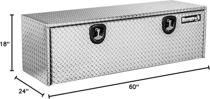 Buyers Products 1705125 Diamond Tread Aluminum Topsider Truck Box with Lockable T-Handle Latch, 18 x 24 x 60 Inch, Truck Storage and Organizer, Made in the USA, Silver