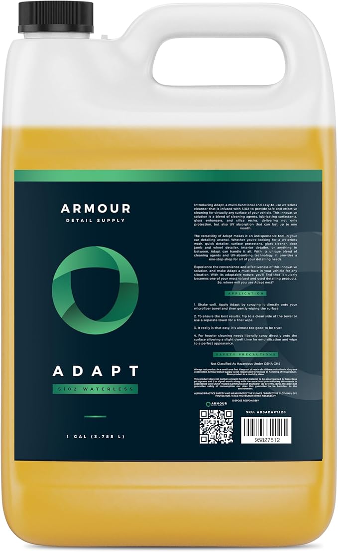 Armour Detail Supply - Adapt Waterless Wash & Quick Detailer and Multi-Use Formula, Streak-Free, UV Protection, Scratch Reducer, 1 Gallon