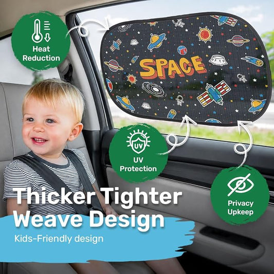 GENANY 2pcs Astronaut Window Sun Shade for Sedan SUV Truck (21x14 Inches), Sun Shades for Side Window, Accessories for Kids, Baby Window Shades, Summer Car Decor