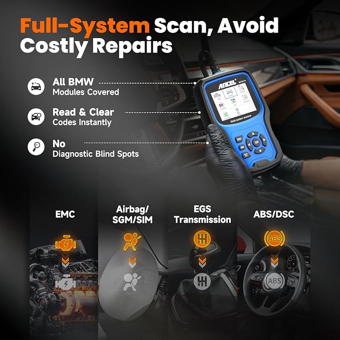ANCEL BM700 PRO Fit for BMW Scanner - Battery Registration Tool, Code Reader for BMW/Mini/RR, Advanced OBD2 Scanner Auto V-I-N, Full System Diagnostic for BMW Scan Tool with All Reset Services (Blue)