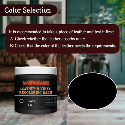 Leather Recoloring Balm - Leather & Vinyl Repair Balm for Furniture, Couches,Car Seats, Auto Interior & Accessories, Restores Faded, Worn, Scratched and Cracked Leather Surfaces(Black)