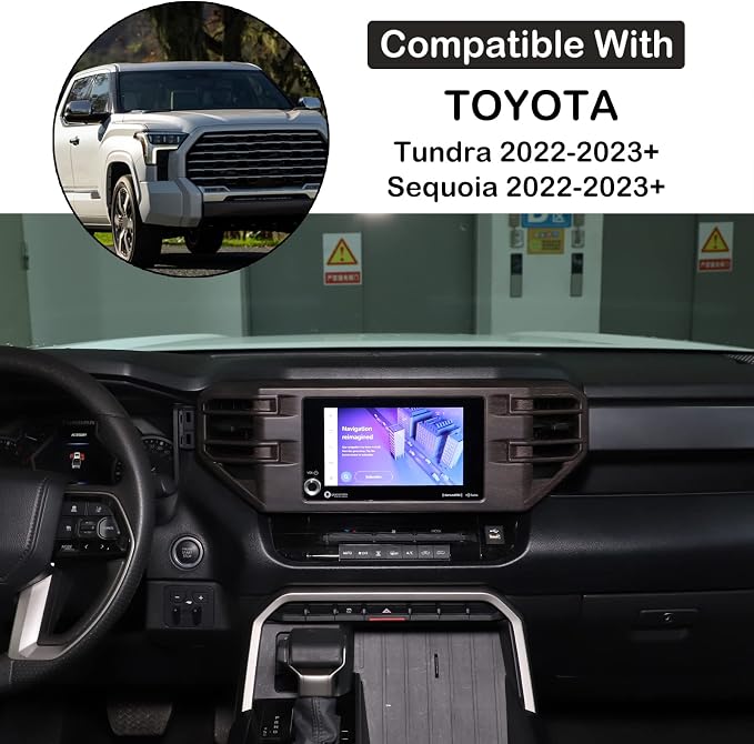 Aunginsy Center Console Air Outlet Trim Cover Compatible with Toyota Tundra/Sequoia 2022-2026, Air Conditioning A/C Vent Panel Large Frame Decorative Cover Protector ABS Accessories, For 8-inch Screen