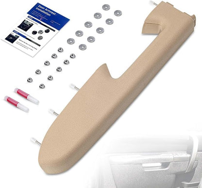22818467 Front Left Driver Side Armrest Repair Kit Fit for Chevy Silverado 1500 2500HD 3500HD 2010-2014 For GMC Sierra 1500 2500 HD 3500 HD 2010-2014 Door Panel with Release Handle Below Armrest - Tan