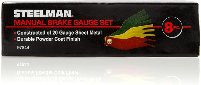 Steelman 8-Piece Brake Lining Thickness Gauge Set for Mechanics, Use with Disc and Drum Brake Pads, Color-Coded, Steel, Stamped Metric and SAE Callouts