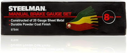 Steelman 8-Piece Brake Lining Thickness Gauge Set for Mechanics, Use with Disc and Drum Brake Pads, Color-Coded, Steel, Stamped Metric and SAE Callouts