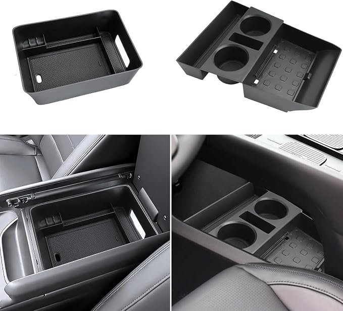 (2Pack) Coleya 2024 2025 2026 Santa Fe Center Console Organizer (Lower&Armrest)(SE/SEL/XRT/Limited/Calligraphy), Durable ABS Plastic&Anti-Slip Rubber Console Tray 2026 2025 Santa Fe Hybrid Accessories