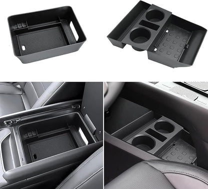 (2Pack) Coleya 2024 2025 2026 Santa Fe Center Console Organizer (Lower&Armrest)(SE/SEL/XRT/Limited/Calligraphy), Durable ABS Plastic&Anti-Slip Rubber Console Tray 2026 2025 Santa Fe Hybrid Accessories