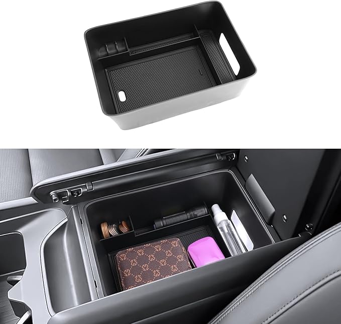 (2Pack) Coleya 2024 2025 2026 Santa Fe Center Console Organizer (Lower&Armrest)(SE/SEL/XRT/Limited/Calligraphy), Durable ABS Plastic&Anti-Slip Rubber Console Tray 2026 2025 Santa Fe Hybrid Accessories