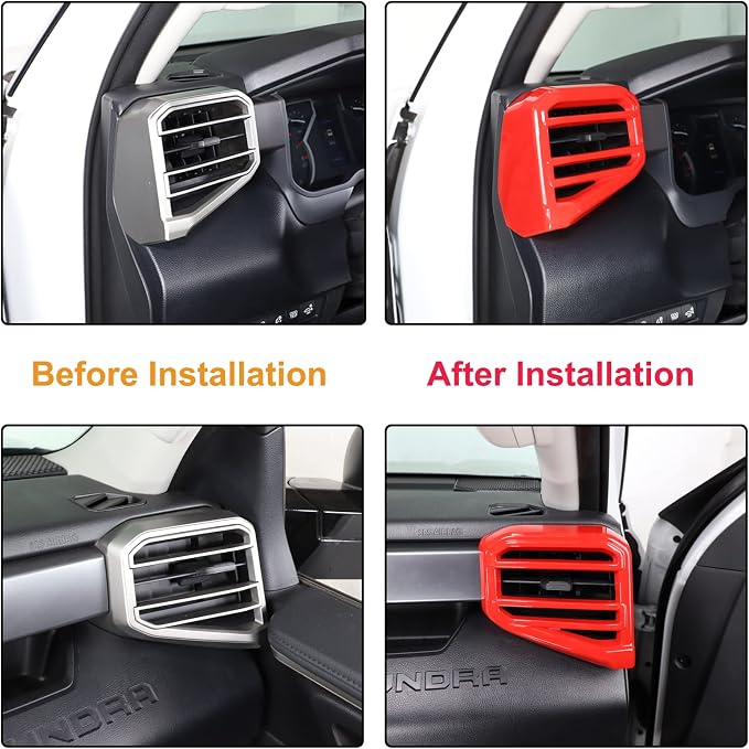 Aunginsy Center Console Side Air Conditioning Outlet Trim Cover Compatible with Toyota Tundra/Sequoia 2022-2026, ABS Dashboard Side A/C Wind Vent Panel Decorative Frame Protector Interior Accessories