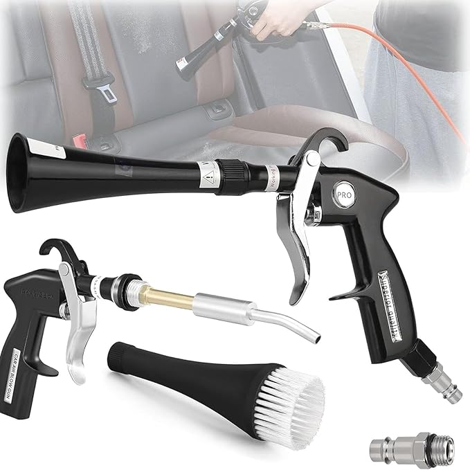 Car Cleaning Gun, Equipped with Two Nozzles, This Car Detailing Gun Can be Used with an Air Compressor to Quickly Remove Dirt and Dust Using Airflow. Suitable for Car Detailing