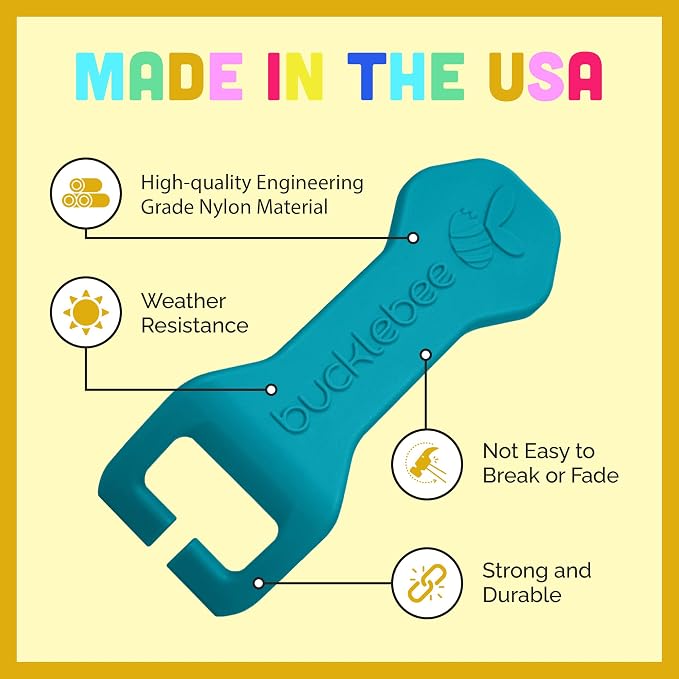 Bucklebee Easy Car Seat Buckle Release Aid for Children Unbuckle Car Seat Release Tool - Button Pusher - Opener for Nails - Buckle Release (1 Pack Teal)