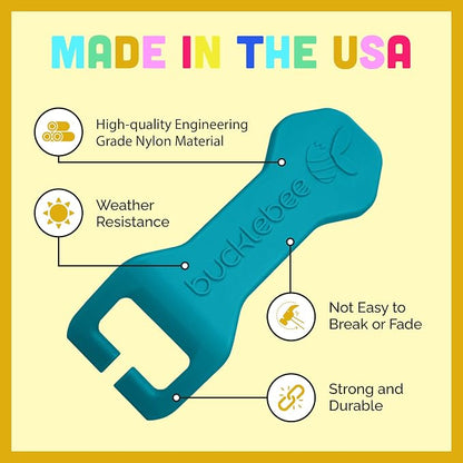 Bucklebee Easy Car Seat Buckle Release Aid for Children Unbuckle Car Seat Release Tool - Button Pusher - Opener for Nails - Buckle Release (1 Pack Teal)