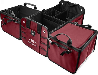 Car Cooler Bag for Trunk Organizer – Insulated Thermal Carrier for Groceries, Trips & Outdoor Use, Leak-Resistant Insert – Cherry