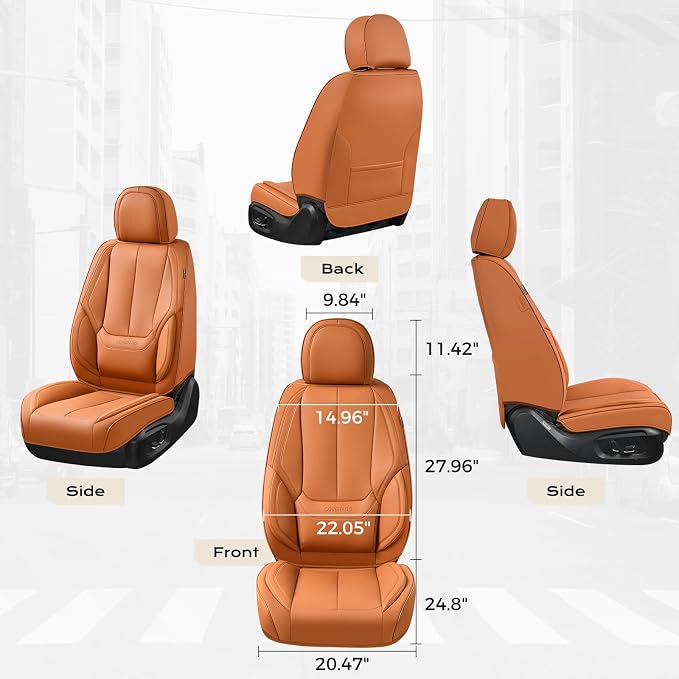 Coverado Seat Covers, Car Seat Covers Front Seats, Leather Seat Covers for Cars, Car Seat Protector Waterproof, Car Seat Cushion, Front Carseat Cover Universal Fit for Most Cars Orange