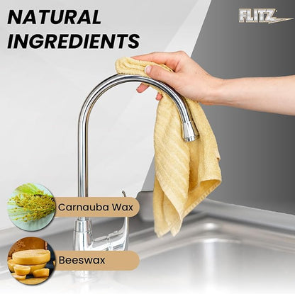 Flitz Faucet Wax Plus - 3.4oz Bottle of USA-Made, Water-Based Faucet Cleaner & Polisher for Water Stains, Fingerprints, & More - Metal Wax for Bronze, Nickel, Chrome, Brass - Granite Polish (1 Pack)