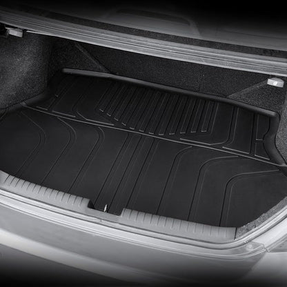 Floor Mats for Honda Civic Sedan 2012-2015, All Weather Floor Mats Trunk Cargo Liner and Door Sill Guards Accessories, Full Coverage Set (Not fit Coupe or Hybrid Models)