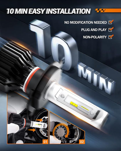 SEALIGHT H4 Bulbs, 4X Super Bright Powersport Bulbs 6000K White Plug and Play, Pack of 2