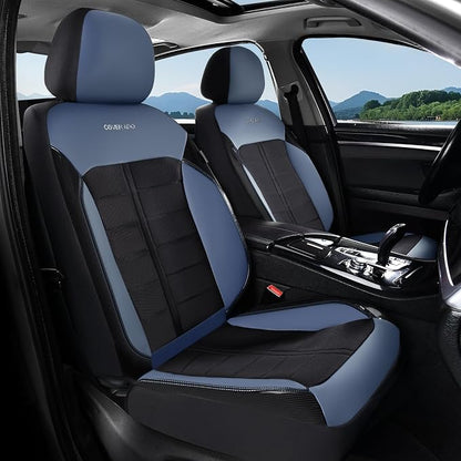 Coverado Seat Cover, Car Seat Cover Front Seats, 3D Air Mesh Breathable Seat Protectors Sports Carbon Fiber Design Airbag Compatible Comfort Universal for Most Cars, Van,Trucks, SUV, Black&Blue