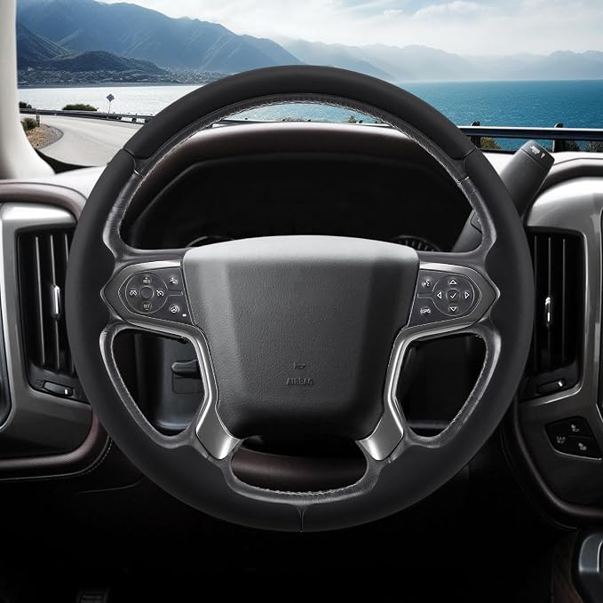 Steering Wheel Cover for Chevy Silverado 1500 2014-2018/2500 2500HD 3500 3500HD 2015-2019/ 4500HD 5500HD 6500HD 2019-2024/ Suburban Tahoe 2015-2020/ Traverse 2018-2023 Chevrolet