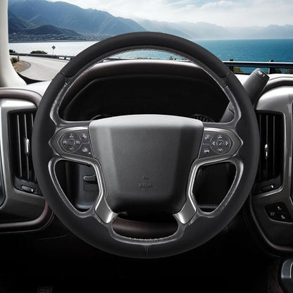 Steering Wheel Cover for Chevy Silverado 1500 2014-2018/2500 2500HD 3500 3500HD 2015-2019/ 4500HD 5500HD 6500HD 2019-2024/ Suburban Tahoe 2015-2020/ Traverse 2018-2023 Chevrolet