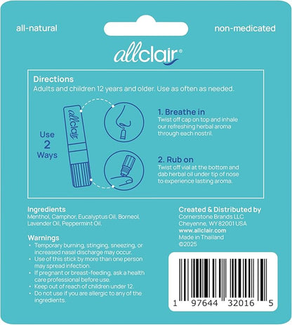 Allclair Nausea Relief Inhaler for Motion & Morning Sickness – Fast-Acting, Non-Drowsy, Natural Alternative to Pills & Patches, Travel Essential (2 Inhalers)