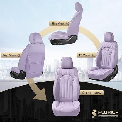 FLORICH Car Seat Covers, Leather Front Seat Cover, Purple Waterproof Seat Covers, Automotive Seat Cover 2 Pack, Luxury Universal Seat Cushion Car Seat Protector Fit for Most Cars Trucks SUVs