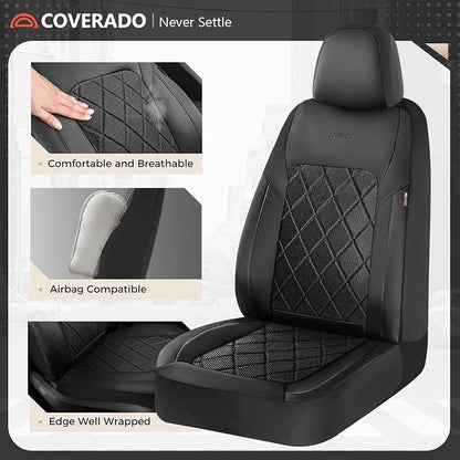 Coverado Car Seat Covers, Seat Covers Full Set, 5 Seats Automotive Seat Cover, Mesh Breathable Seat Protectors, Universal Fit for Most Cars