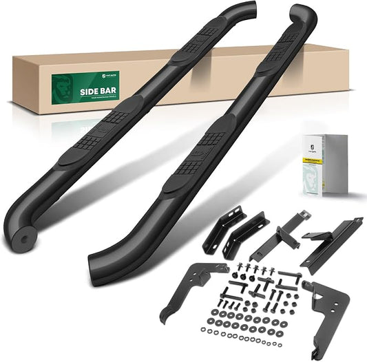 YHTAUTO 3 Inch Running Boards Side Steps Compatible with Honda Pilot 2009-2015, SUV, Round Carbon Steel Black Powder, Cab Side Step Rails Off-Road Exterior Accessories, Set of 2