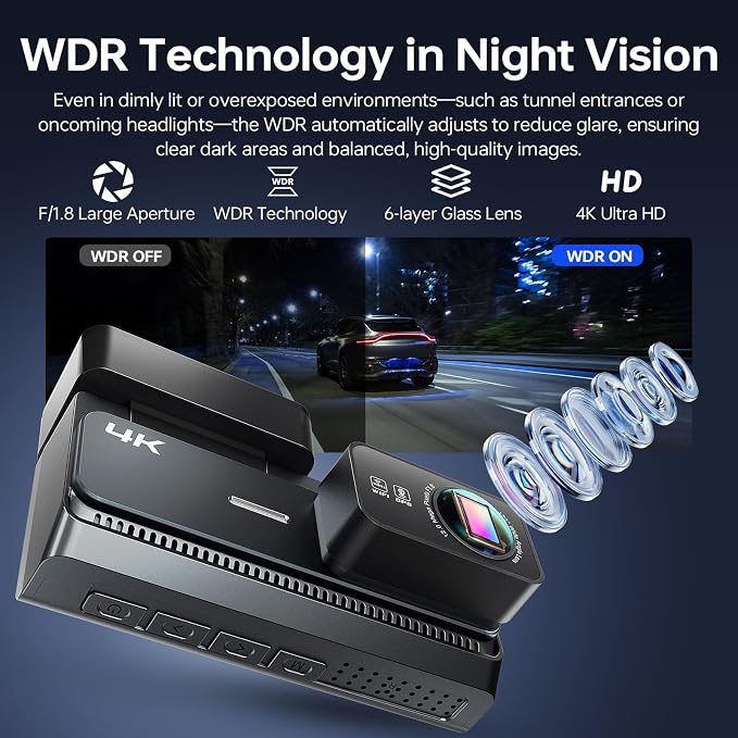 4K+2K Dash Cam Front and Rear, 5G WiFi GPS, 32GB Card Included, 3.39" Screen Dual Dashcam, G-Sensor, 24H Parking Mode, WDR, Dash Camera for Cars
