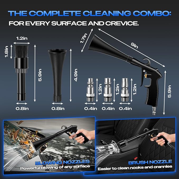 Car Cleaning Gun Detailing Interior Dryer Air Blow Gun, High Pressure Blower Gun, Car Detailing Kit Interior Cleaner, Car Detailing Tools for Car Quickly Blasts Dirt and Dust Works with Air