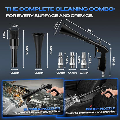 Car Cleaning Gun Detailing Interior Dryer Air Blow Gun, High Pressure Blower Gun, Car Detailing Kit Interior Cleaner, Car Detailing Tools for Car Quickly Blasts Dirt and Dust Works with Air