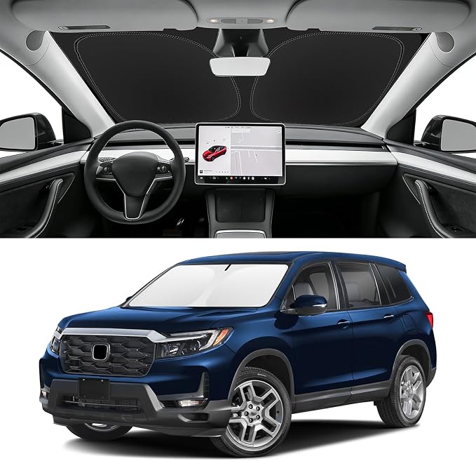 Custom Fit Windshield Sun Shade for Honda Passport 2019-2025, Blocks UV & Heat, Front Window Sunshade Accessorie, Easy Fold & Store Keep Your Car Cooler