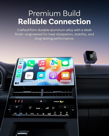 2026 Wireless CarPlay Adapter for iPhone ＆ Android Auto Mini Wired to Wireless Apple Car Play Adapter Plug & Play Compatible for iPhone iOS 10+ Android 11+ with After 2016 Cars