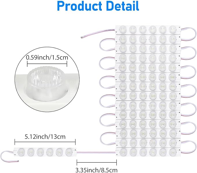 Linkstyle 12V Van Interior Lights, Super Bright 90 LEDs 3030 200LM Ceiling Dome Lamp Lights for Christmas Inflatables Van RV Trailer, 15 Modules Replacement Lights Strip White