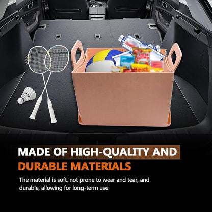 Felt Car Trunk Organizer, Foldable Vehicle Storage Box, Large Capacity Multi-Purpose Automotive Interior Accessories for Cars, SUV, Sedan, Truck (Pink)